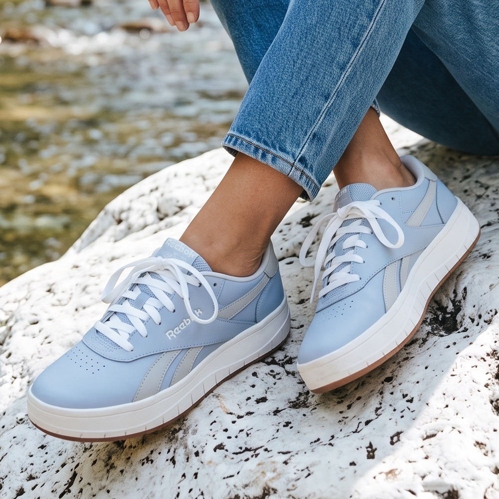 Reebok Court Advance Lift Womens 10.5 Light Blue Platform Sneakers 1000200030